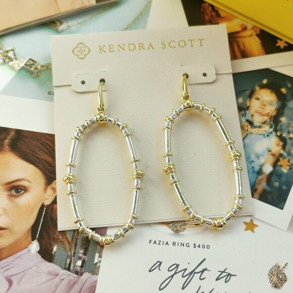 New Kendra Scott Essie Earrings Mixed Metal - Picture 1 of 3